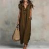 Women's Sleeveless Ruffle Neck Maxi Dress in Multiple Colors