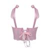 Spitzen-Schleifenband Korsett-Oberteil durchsichtiges Netz Bustier Crop-Top mit Stäbchen für Damen