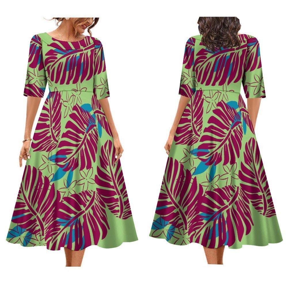 2025 Women's Dress Summer Short Sleeve High Quality Dress Soft Fabric Art Maxi Summer Polynesian Custom Maxi Dress
