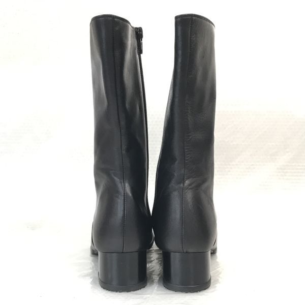 USED/REGAL Side-Zip Long Leather Boots [22.5/Black] Gripped Sole Japan