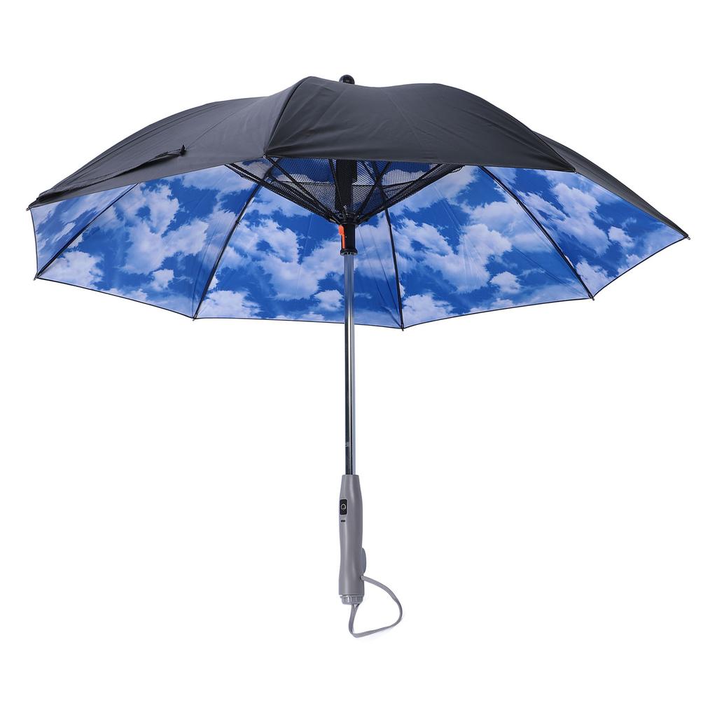 Sun Umbrella Built In Fan and Mister Spray 8 Ribs USB Rechargeable Windproof UV Umbrella for Summer