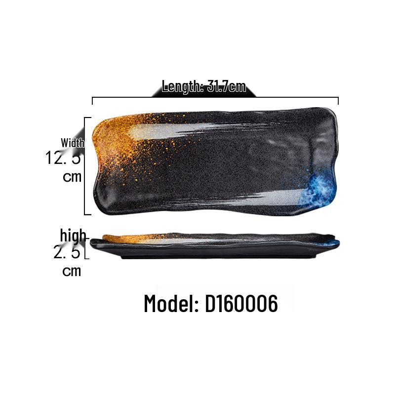 Japanese Melamine Rectangular Barbecue Side Dish Plate - Imitation Porcelain, Creative and Drop-Resistant for Hot Pot and Restaurants