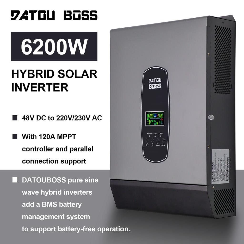 EU USA Stock 6.2KW 6200W On/Off Grid Solar Inverter DC48V 220/230/240VAC MPPT Pure Sine Wave Single Phase 6200W ON/OFF Inverter
