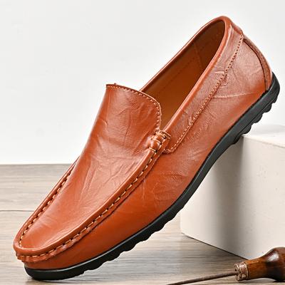 Herren Slipper mit weicher Sohle Lässige Leder-Flats Atmungsaktive Slip-on-Schuhe für Herren Arbeit Büro Fahren Sneaker Freizeitspaziergang Schuhe