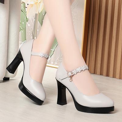 High Heels Plateau Pumps 2025 Frühling Neue Mode High Heels Schuhe Frau PU Leder Wasserdichte Schuhe Femme Damen Büroschuhe