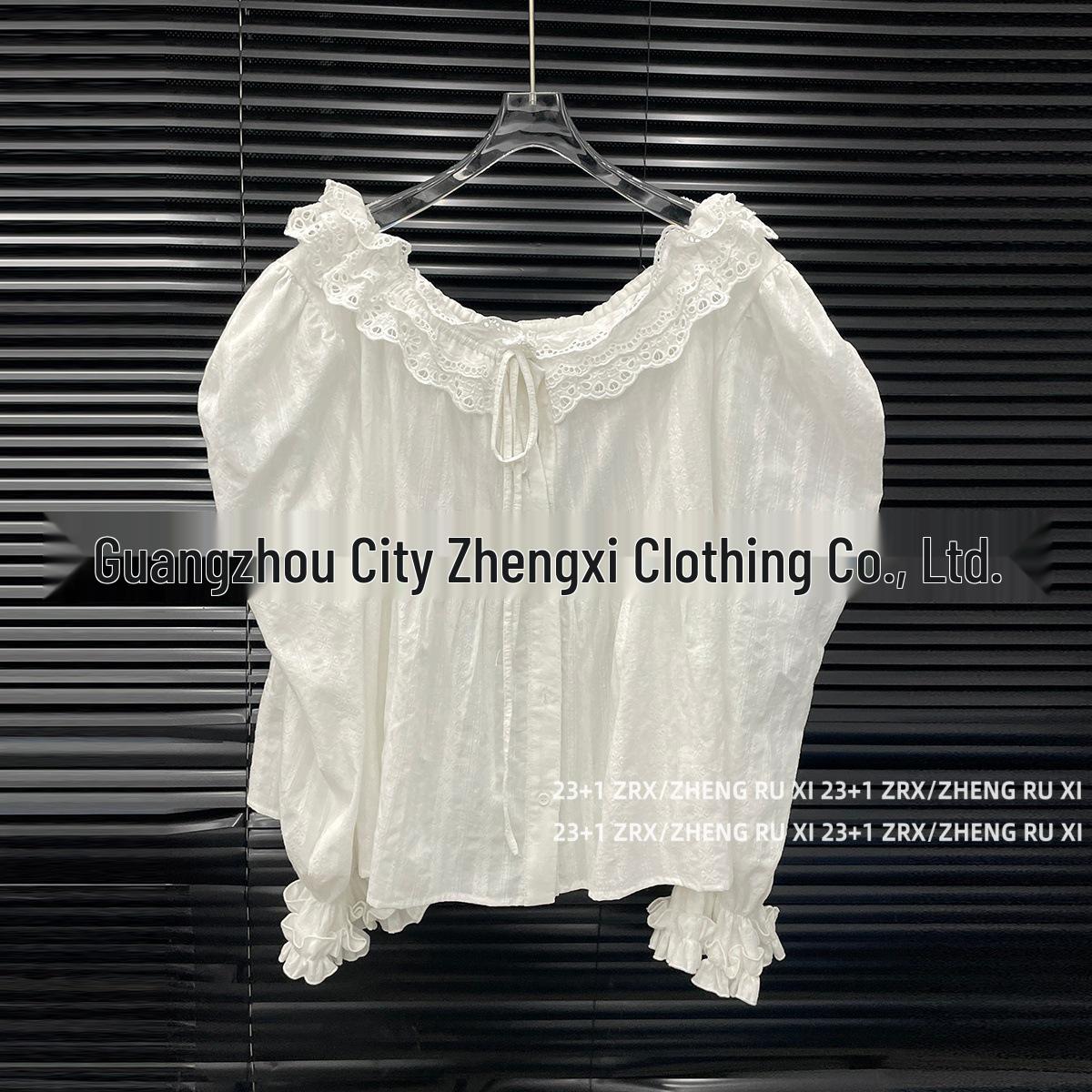 Women s Fashionable One-Shoulder Lace Shirt with Tie-Up - Two-Piece 15542 Small