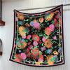 New Flower Designer Scarves Twill Silk Large Square Scarf Women Travel Shawl Headscarf 90Cm Luxury  New Plants And Flowers