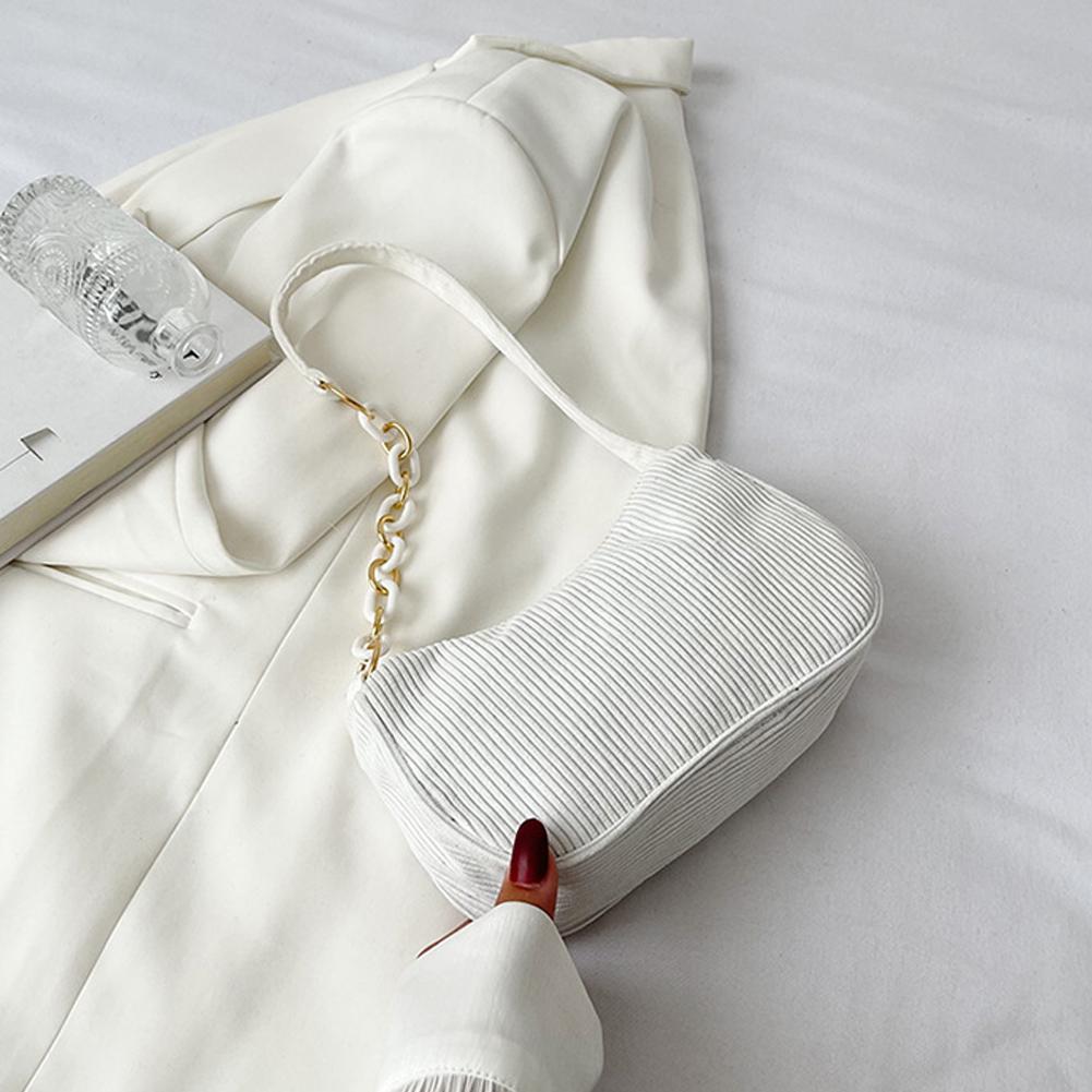 New Arrivals for Spring Fashion Vintage Women's Handbags Corduroy Underarm Bag Casual Shoulder Bags Solid Color Zipper Handbag