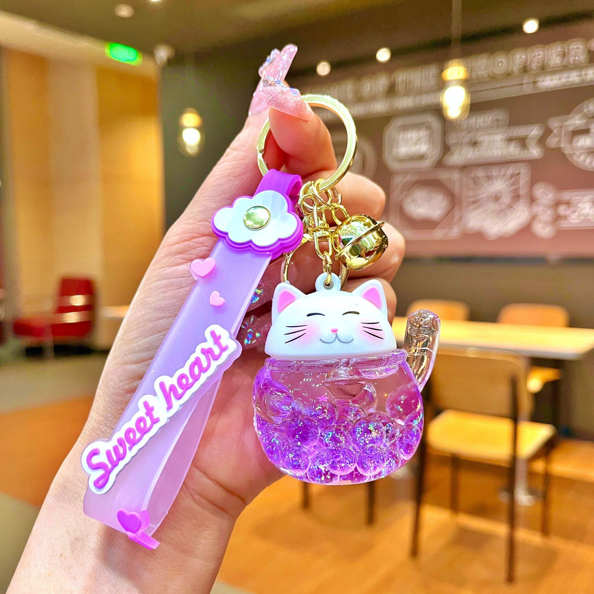 

Брелок-подвеска Lucky Cat Quicksand с масляным наполнением - милый маленький подарок Individual OPP Bag Packaging