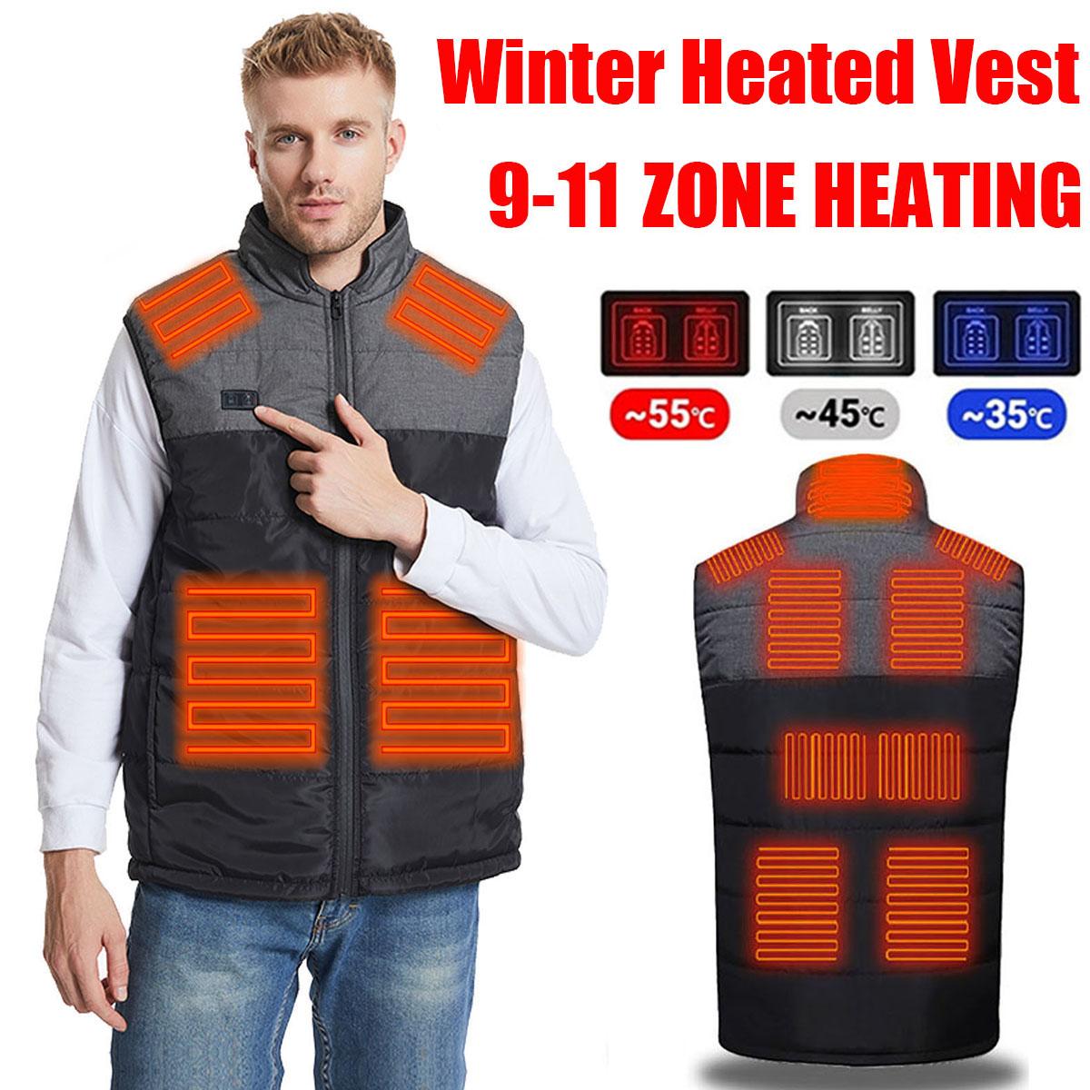 

Зимний мужской женский теплый жилет, жилет с подогревом, USB-интеллектуальный двойной переключатель управления, 9-11 зон, жилет с подогревом, охотничий жилет с подогревом