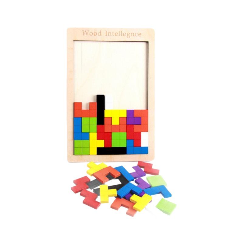 Children's Wooden Tetris Puzzle Blocks for Early Education & Intellectual Development