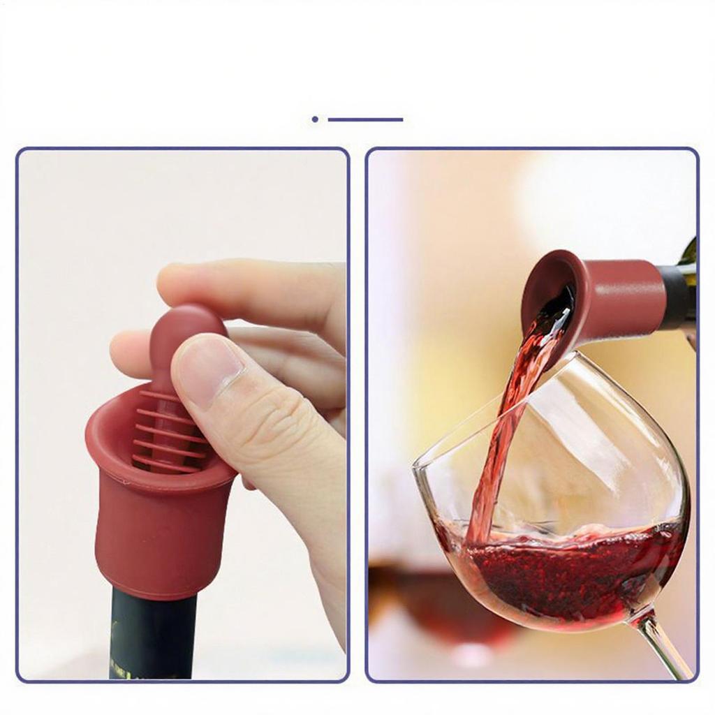Silicone Wine Stopper Reusable, Leak-Proof Bottle Saver for Champagne Bourbon, Home Bar Travel Party Kitchen Gadgets