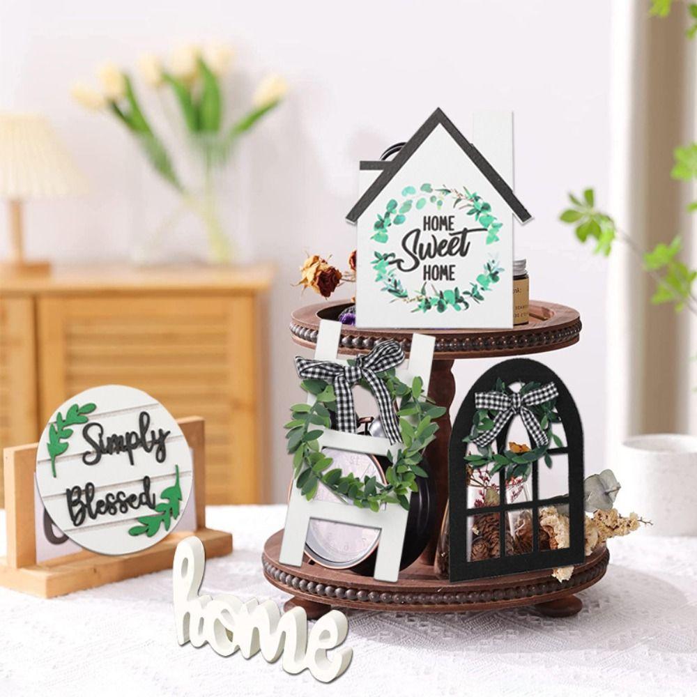 Wooden Layered Tray DIY Board Accessories Creative Hanging Sign Holiday