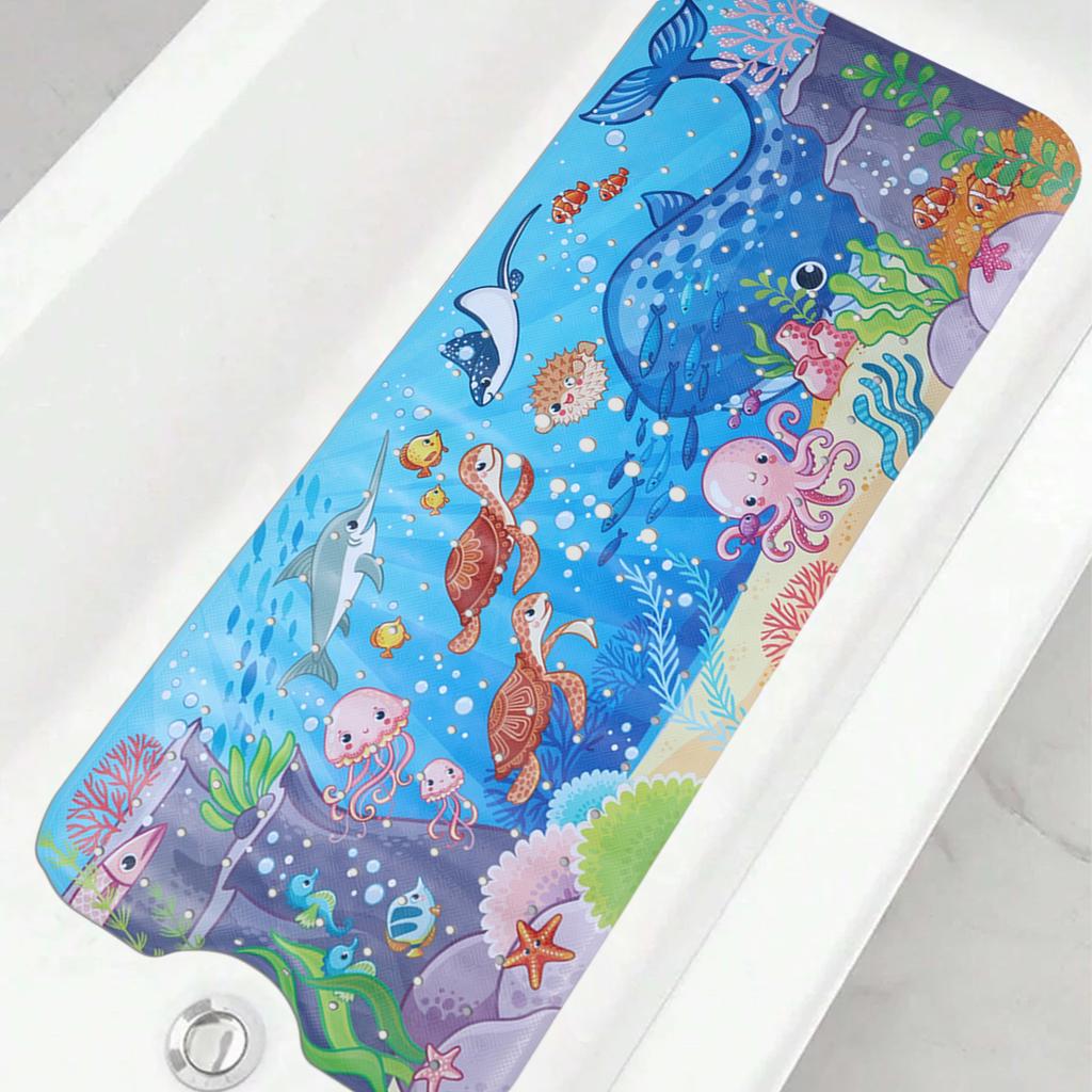 Cartoon Marine Animal Bathtub Mat Under the Sea Birthday Party Decorations Kids Favors Ocean Animal Bathroom Shower Non Slip Mat