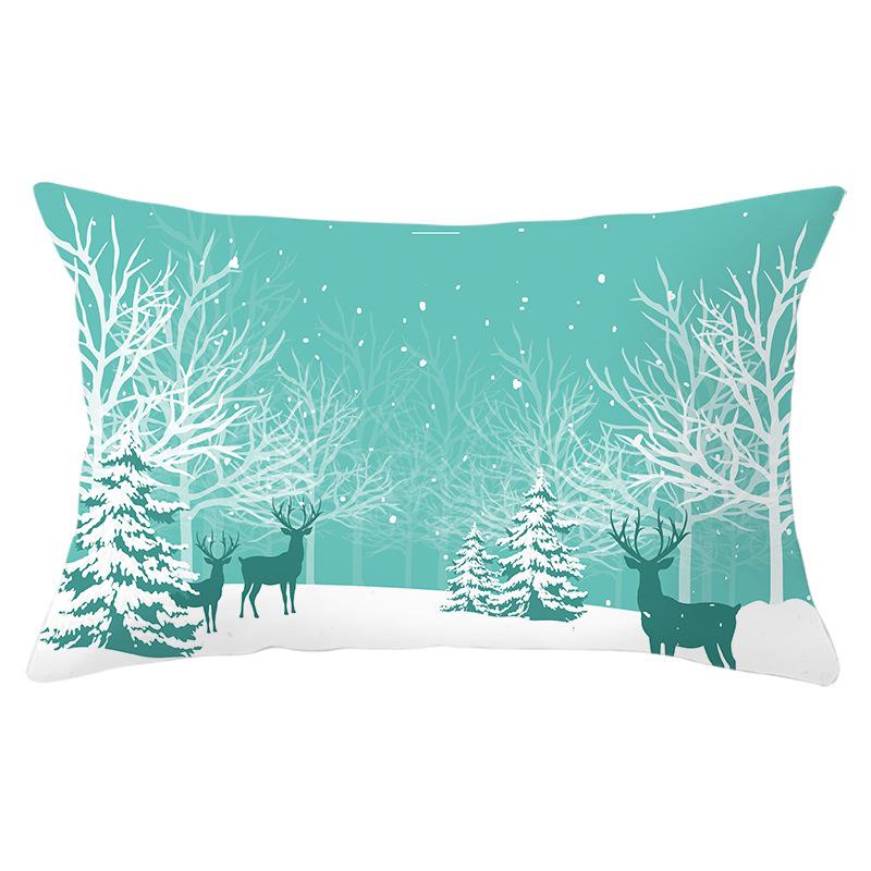 Christmas Series Peach Skin Waist Pillowcase Rectangular Sofa Cushion Cover Bedside Pillowcase Home