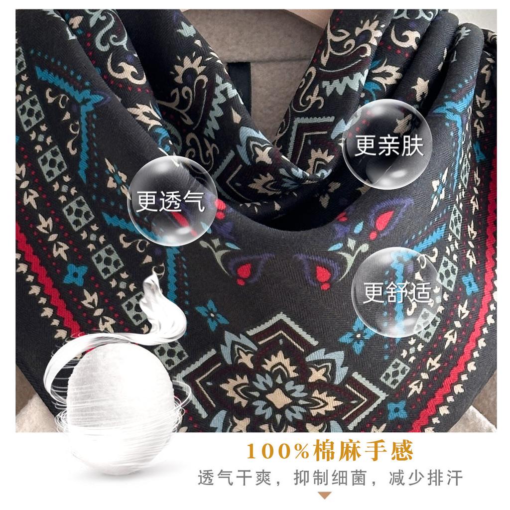 Black floral yarn scarf neck silk scarf 71 small square scarf women's thin scarf scarf, high-end headscarf mother's model