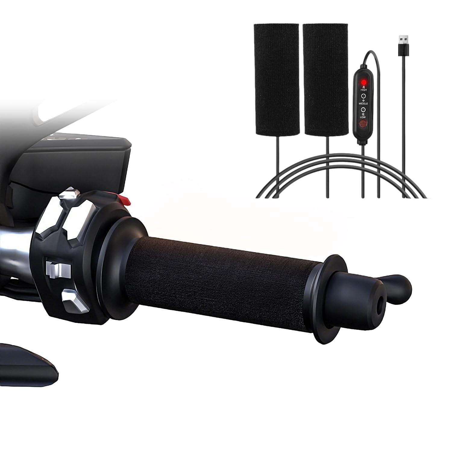 Grip Heater for Motorcycles, Wrap Type, USB Powered Grip Heater, серый