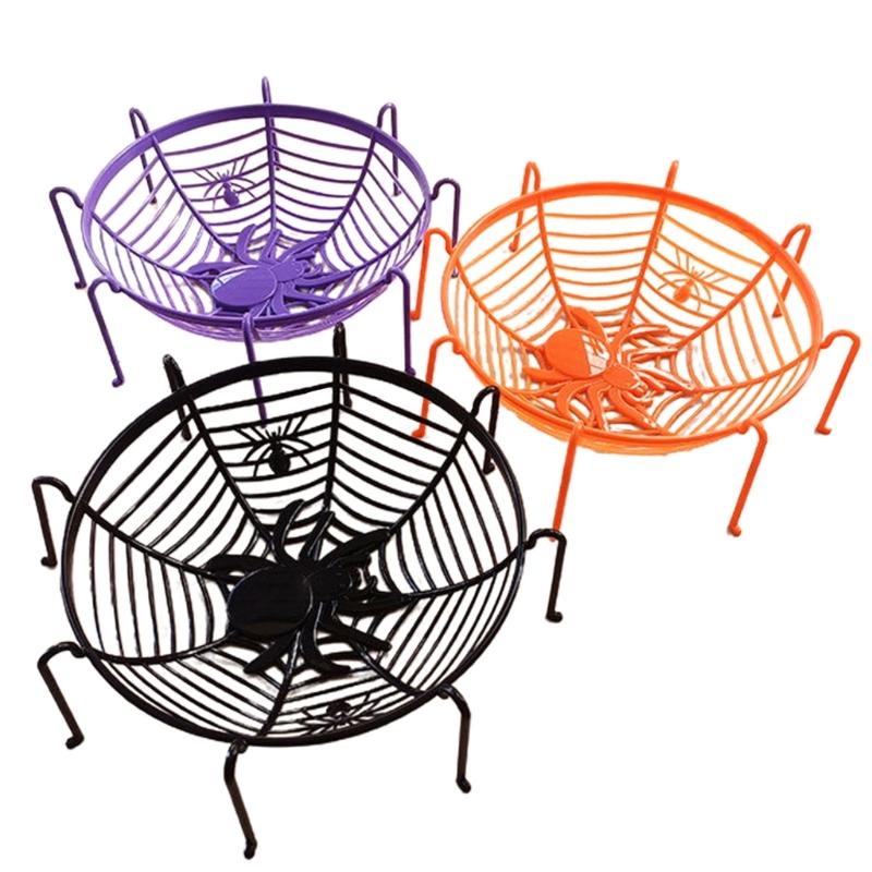 Halloween Spiders Web Fruit Bowls for Trick or Treats Candy Spiders Cobweb Fruit Holder Halloween Fruit Dropshipping