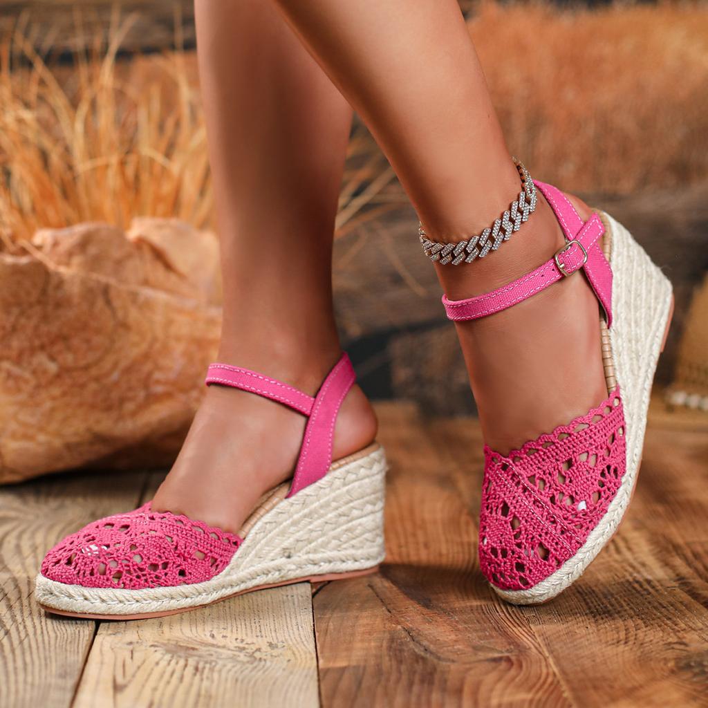 Women'S Wedge Heel Platform Fabric Shoes With Closed Toe Cutout Design Strap Tan Sandals For Women Dressy Sandals For Women Size