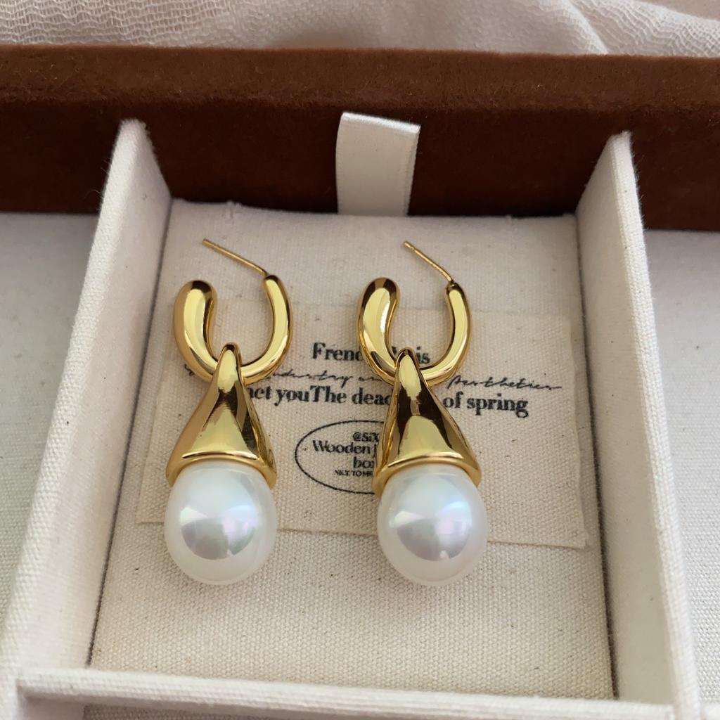 Niche Design Exaggerated Pearl Ear Pendant Super Fairy Temperament Two Ways To Wear Super Pearl Earrings Women