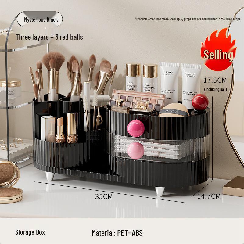 Hochwertiger drehbarer Kosmetik-Organizer für den Schreibtisch: Halter für Hautpflege, Lippenstifte & Stifte mit großer Kapazität