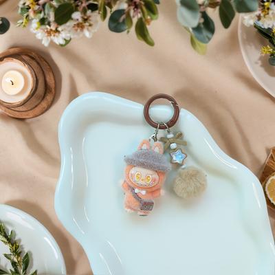 Cute Flocking Keychain Accessories Pendant Three-dimensional Creative Personality Diy Resin Girl Heart Bag Decoration