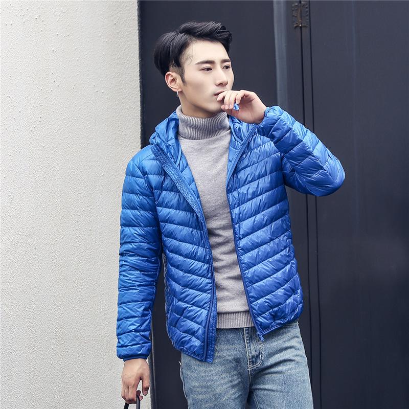 

Si Yu Men s Lightweight Hooded Down Jacket - Plus Size Winter Coat L королівський синій колір