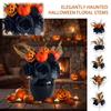 Artificial Black Rose Pumpkin Picks for Halloween Floral Arrangements and Vase Decorations