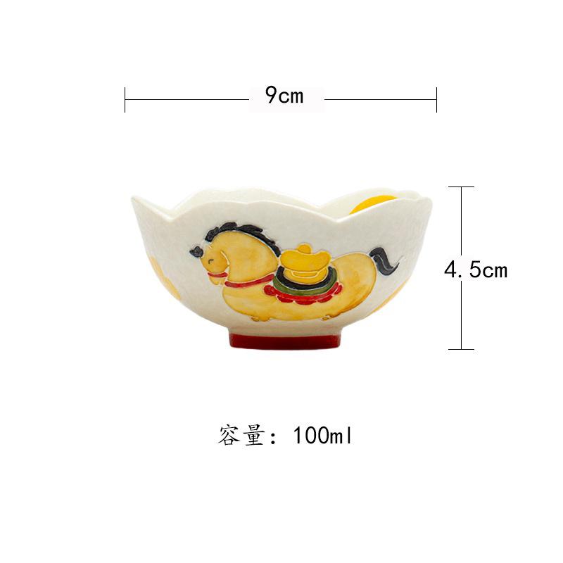 

100ml Hand Painted Horse Get Wealth Teacup Handmade Tea Bowl Jug Tea-tasting Smelling Cup Chazhan Master Cups Household Teaware As Your Choose