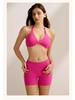 Women's Peach Hip-Lifting Yoga Set: Cross-Back Strap, Three-Quarter Pants, Two-Piece Fitness Outfit.