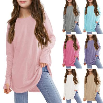 Long Sleeve Shirts  Tunic Tops Tees Teens Kids Loose Fashion Sweatshirt T-Shirt