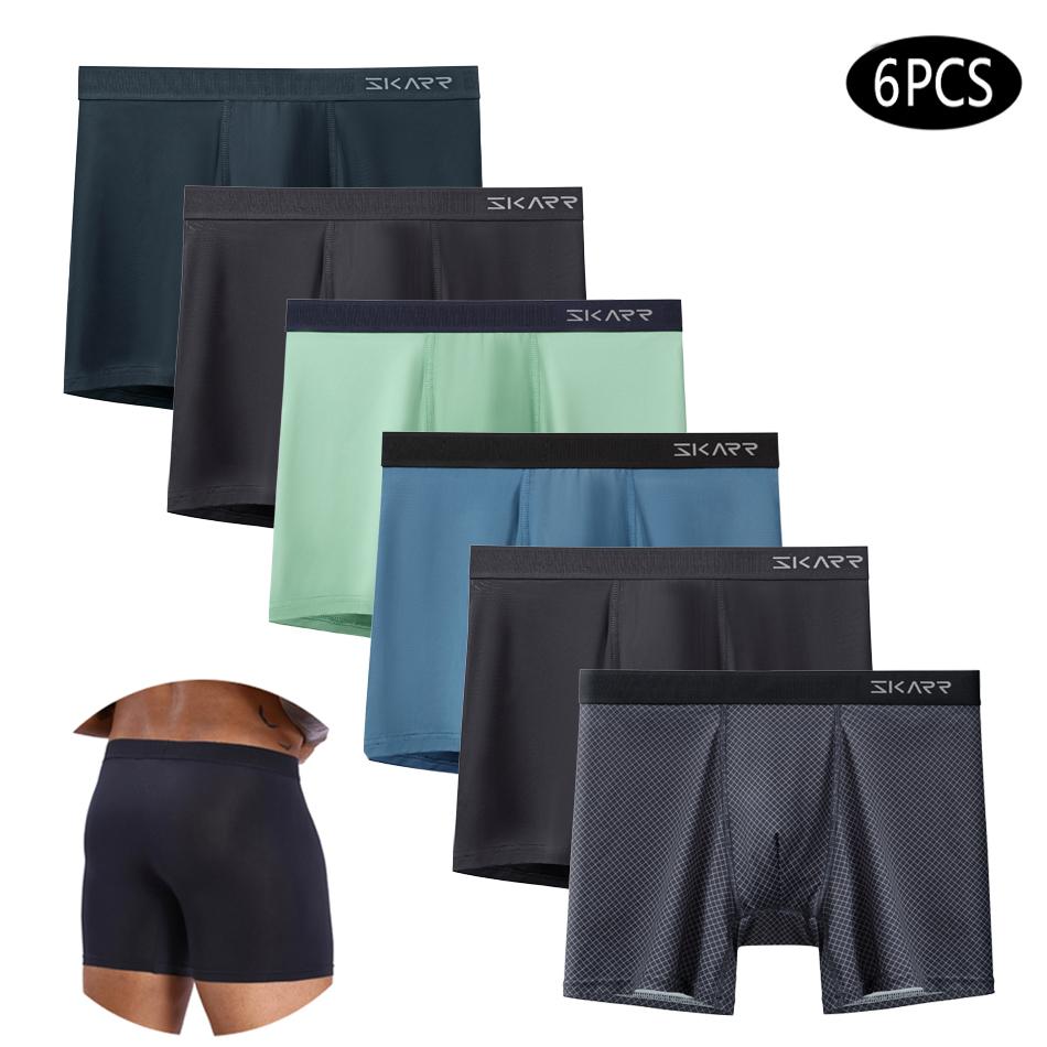 6PCs New Man Underpants Sexy Solid Color Men's Panties Set High Quality Mens Boxer Underwear Brand Brand Polar Male Trunk Shorts