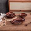 Retro Brown Ceramic Plate: Perfect for Steamed Fish, Braised Pork, Japanese Dining, Creative Tableware, Deep Serving Dish, Home Use