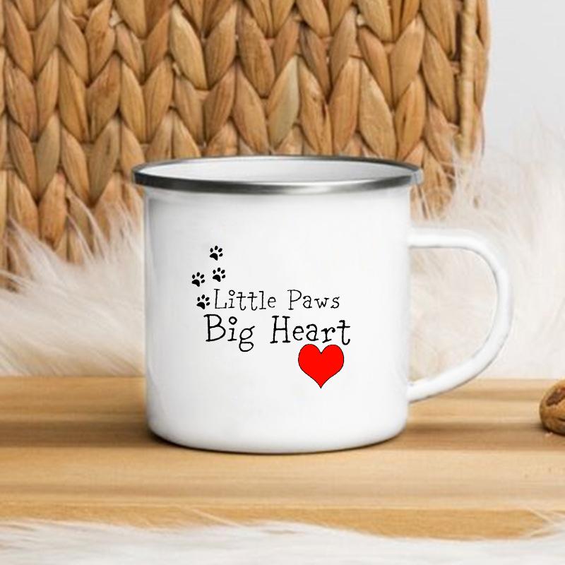 Ich liebe meinen Hund Bedruckte Emailletassen Kreative Kaffee-Tee-Tasse Getränke Dessert Frühstück Milchbecher Geschnittene Tassen Henkel Trinkgeschirr Beste Geschenke