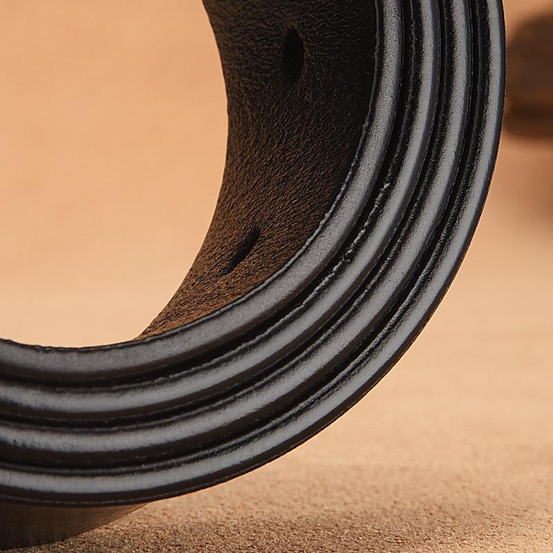 Kožený pánský opasek s kolíčkovou přezkou Dvouvrstvá hovězí kůže Pánský retro opasek Ležérní pánský opasek