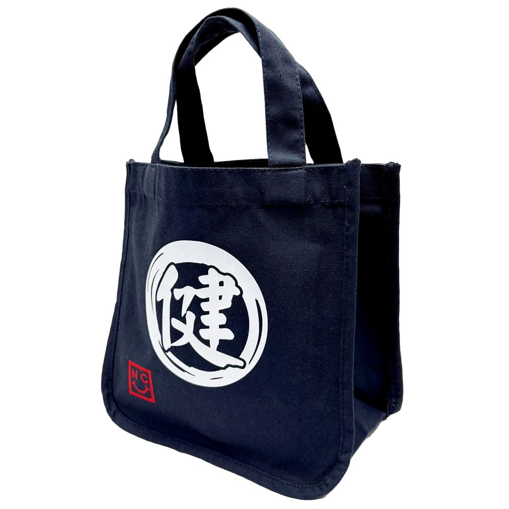 [nc-smile] Custom-made Tote Bag with Kanji Name Print, Heavyweight Cotton Canvas, Handbag, Sub-Bag, Mini Tote, Small (Ken, Midnight Blue)