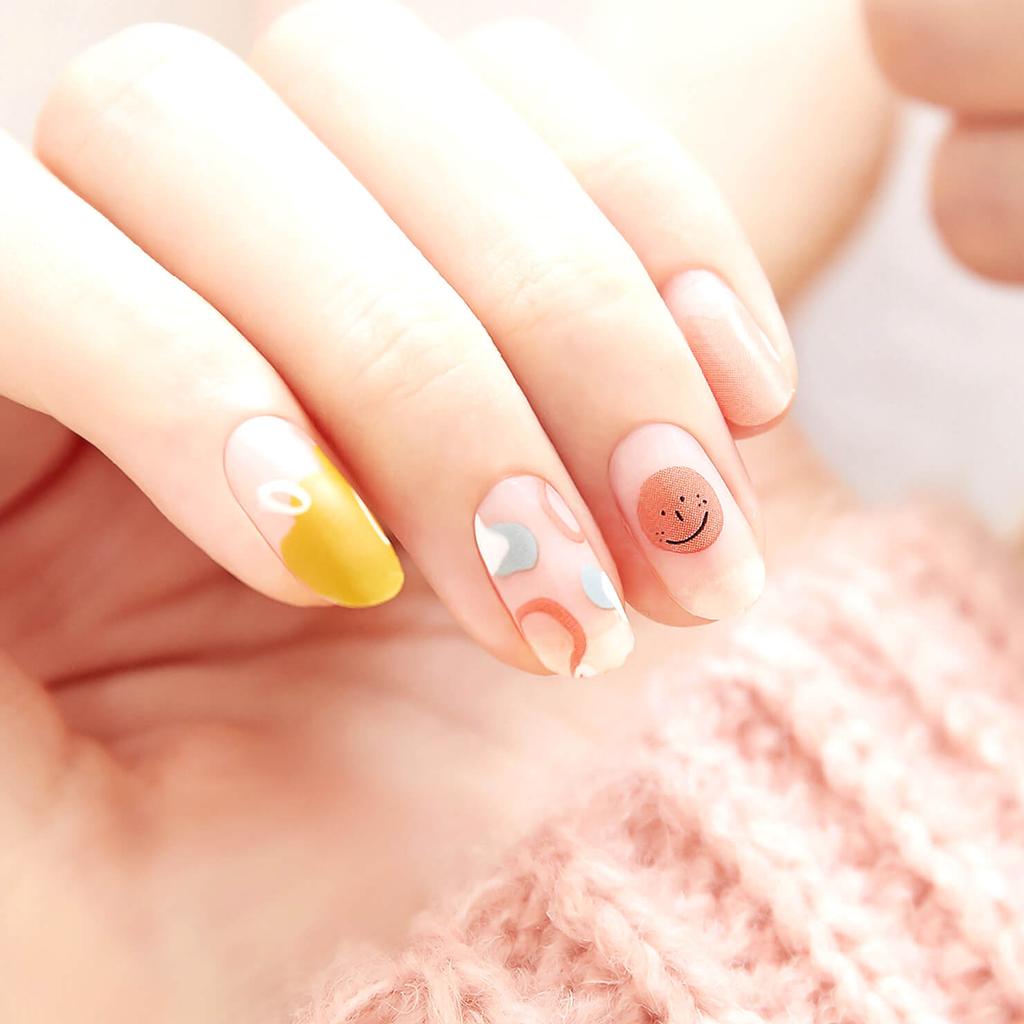Warm-Tone Nail Stickers 24pcs | Self-Adhesive Strips, Caramel&Plaid Mix, Quick 5-Min Manicure