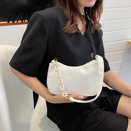 Corduroy Purse Women Shoulder Bag Stylish Top Handle Crescent Retro Style Handbag Simple Armpit for Shopping Commuting Dating