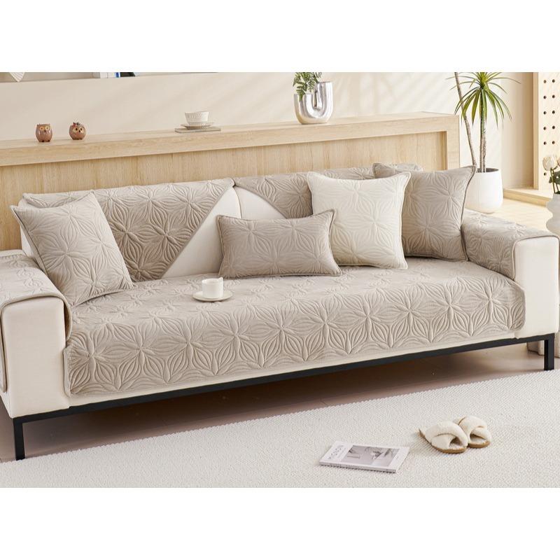 New Autumn and Winter Sofa Cushions, Super Soft, Thickened Plush Embroidered Cushion Covers, Anti-slip Cover Towels, Modern Simple Sofa Towels