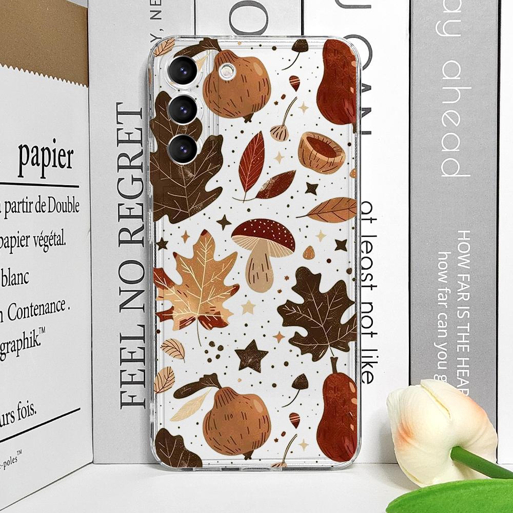 

Funny Fall Maple Leaf Pumpkin Mushroom Phone Case for Samsung Galaxy A55 A54 A53 A14 A16 A36 A13 A15 A25 A07 5G Clear Soft Cover Galaxy A14 4G