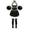 Girls Cheer Costume Sleeveless Crisscross Back Letter Print Patchwork Dress Pom Poms Striped Socks Set