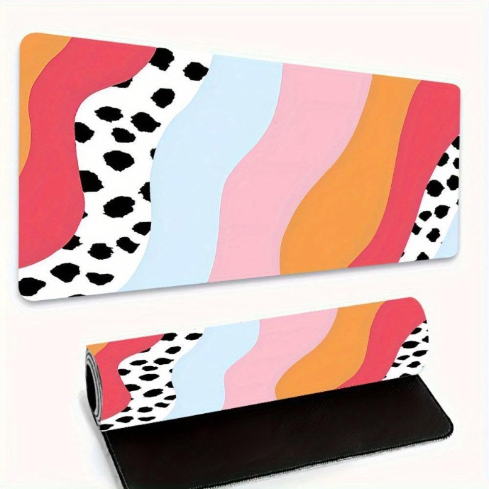 Fun Style Colorful And Variegated Wave Pattern Design Highquality Rubber Bottom Durable Desk Pad Office Desk Accessory