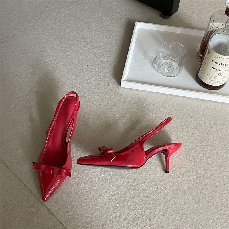 Scarpe da Donna Décolleté con Fiocco a Farfalla Eleganti Punta Affusolata Tacchi Sottili Sandali Slip-on Scarpe Singole da Festa Designer Ufficio Tacchi Alti