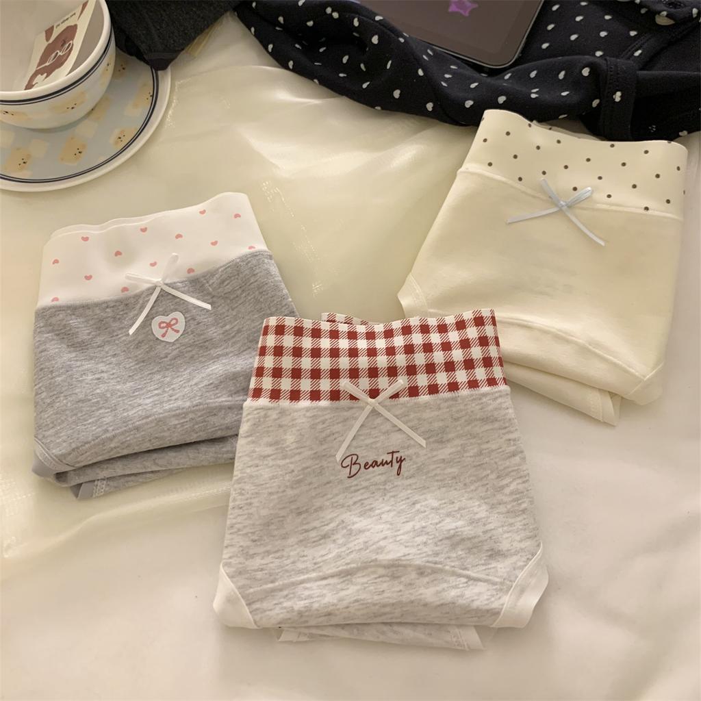 Girls Spring and Autumn Sweet All Match Splicing Cotton 10A Extension Antibacterial Crotch Triangle Briefs