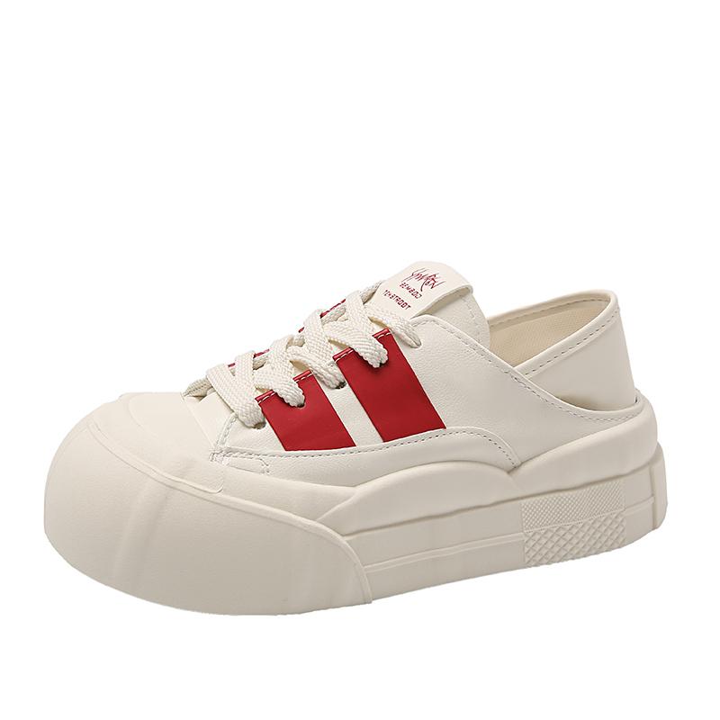 New 5cm Synthetic Women's Stable High Platform Thick Sole Sneakers Fashionable Spring and Autumn Vulcanized Lace Up Shoes