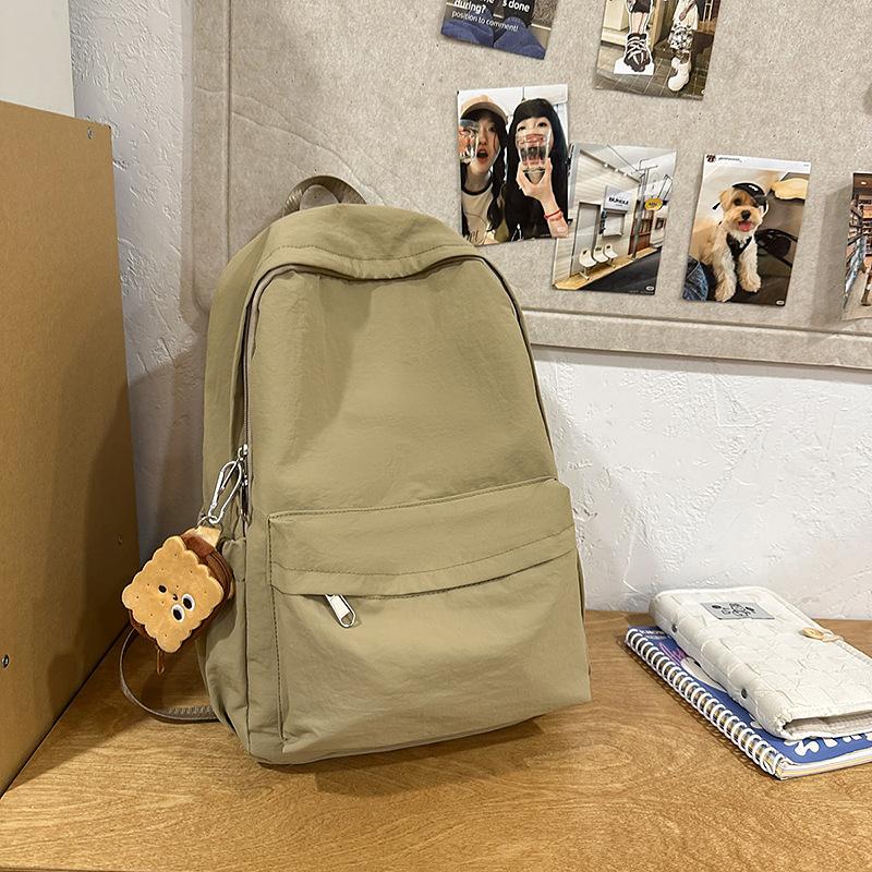 School Bag New Simple Japanese Ins Solid Color Backpack College Student Leisure Campus School Bag Travel Versatile Lightweight Backpack