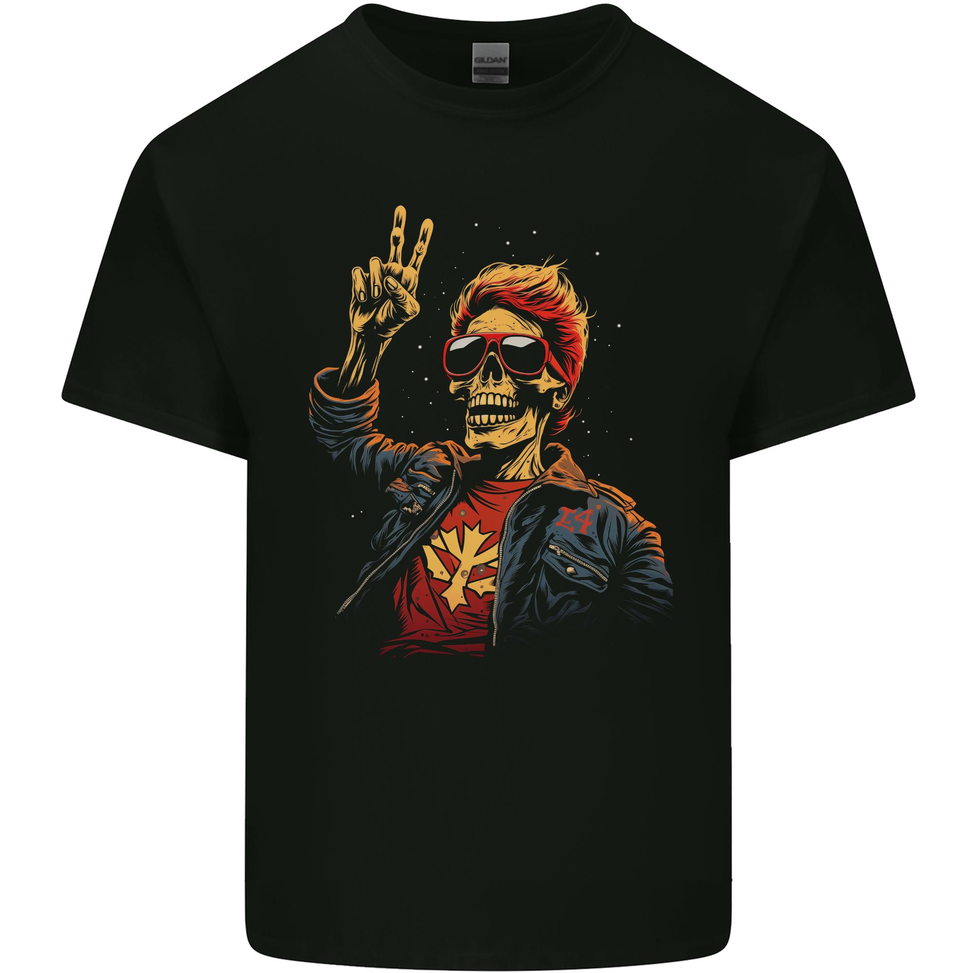 Rockabilly Peace Skull Zombie Unisexs Light Cotton TShirt S