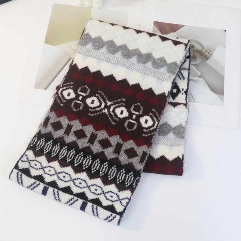 New Korean Style Fair Isle Winter Snood Shawl - Warm Striped Plaid Scarf