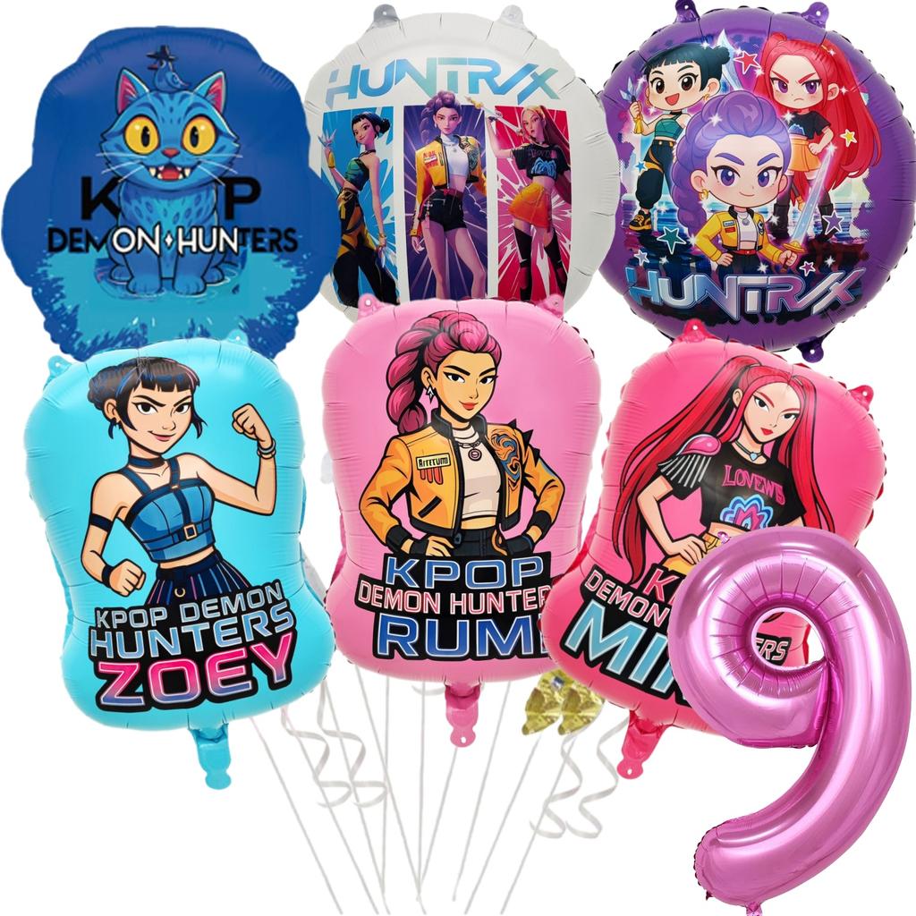 Balon Kpop Łowca Demonów Topper na Tort Dekoracja Urodzinowa k-pop Łowcy Demonów Naklejka Breloki Urodzinowe Upominki na Imprezę dla Dzieci