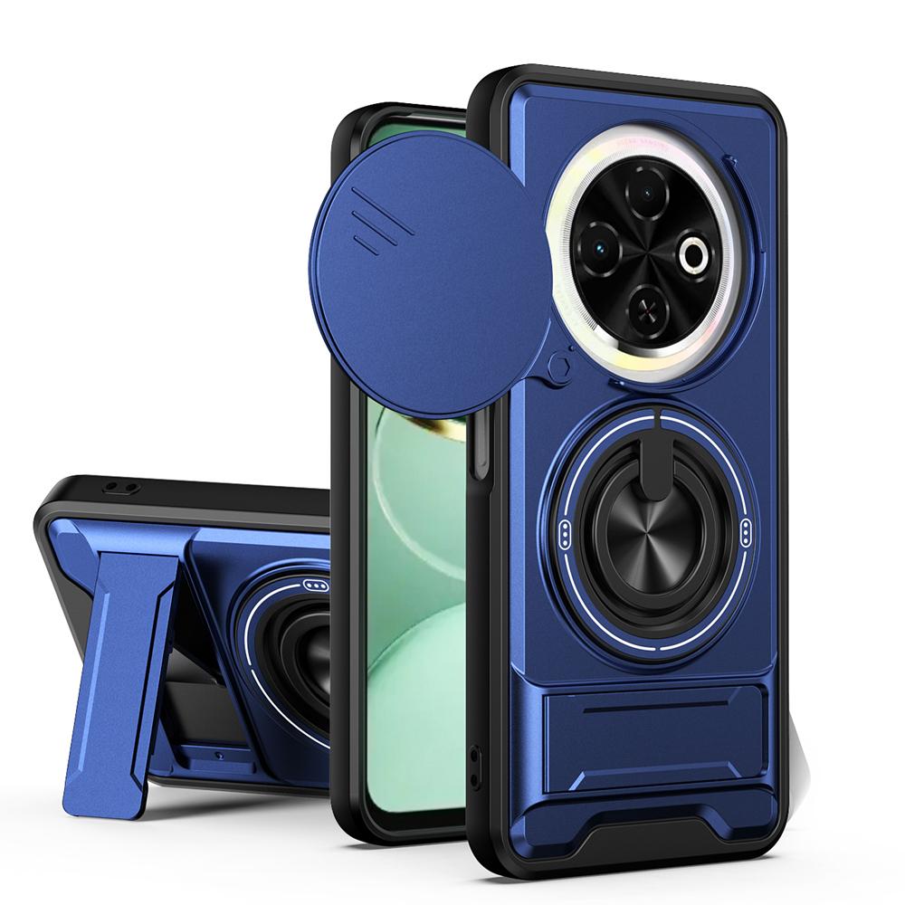 KEYSION Magnetic Phone Case for TECNO Spark 30C 4G Slide Camera Protection Upright Kickstand Shockproof Back Cover for Spark 30C